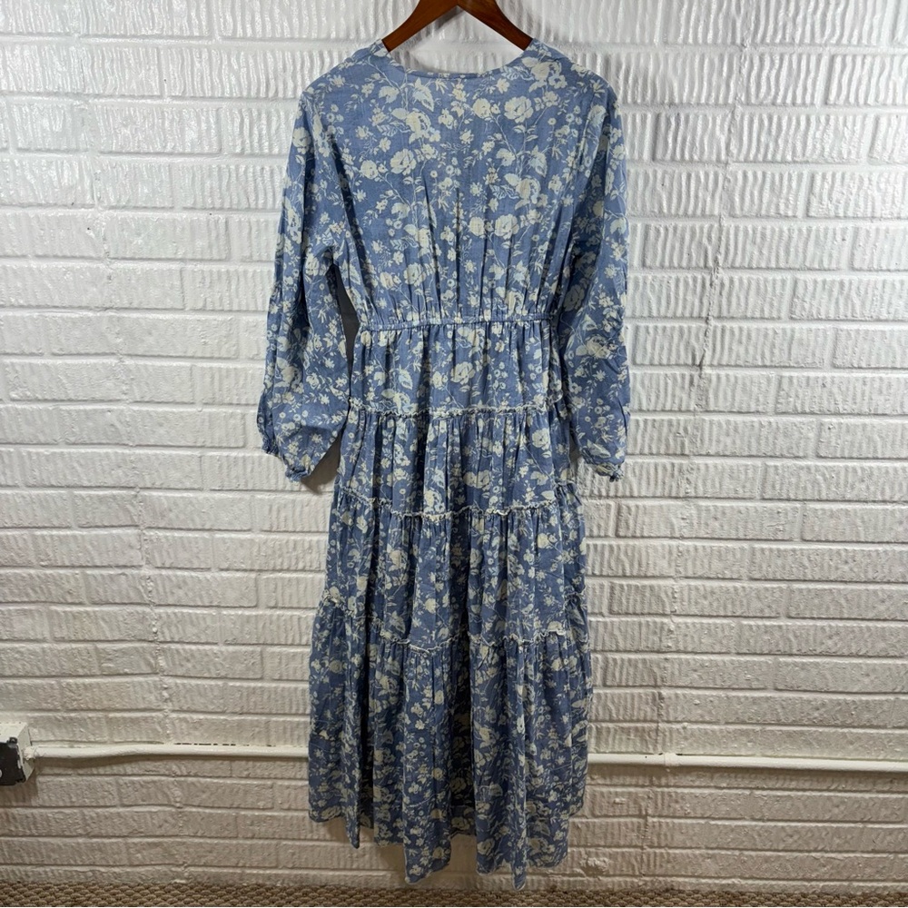 New Free  People Pappiet Blue Floral Midi Dress - Picture 4 of 5